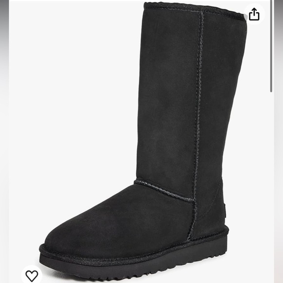 Y2k black knee high black uggs designer 200$ fall winter lamb fur boho - Picture 1 of 7